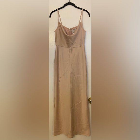 BHLDN Cali Satin Charmeuse Cowl Neck Midi Dress Blush Pink Size 4 - Picture 5 of 11
